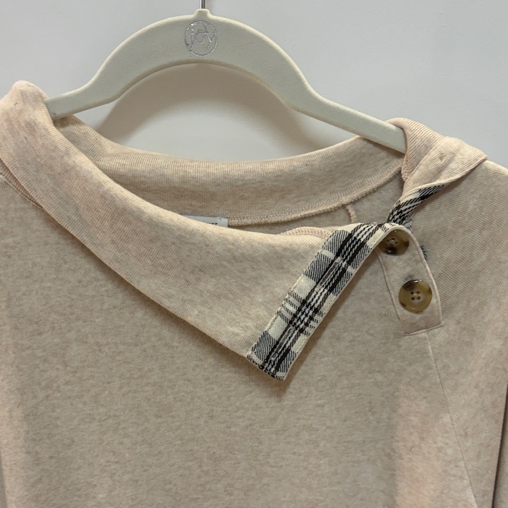 J. Crew Beige Long Sleeve Top with Button Detail - Picture 2 of 4
